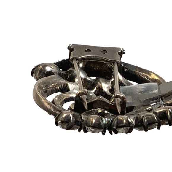 Eisenberg Antique Sterling Silver Swirl Rhinestone Brooch - Fur Pin - Picture 5 of 8